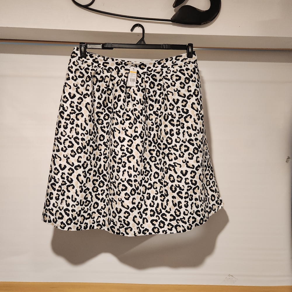 Crown & Ivy Black and White Animal Print A-Line Skirt NWT